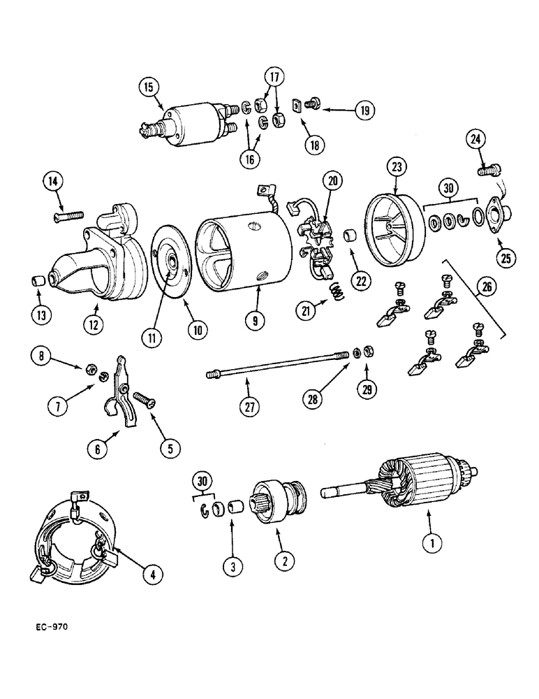 Схема запчастей Case 380B - (4-106) - STARTER MOTOR, BOSCH (04) - ELECTRICAL SYSTEMS