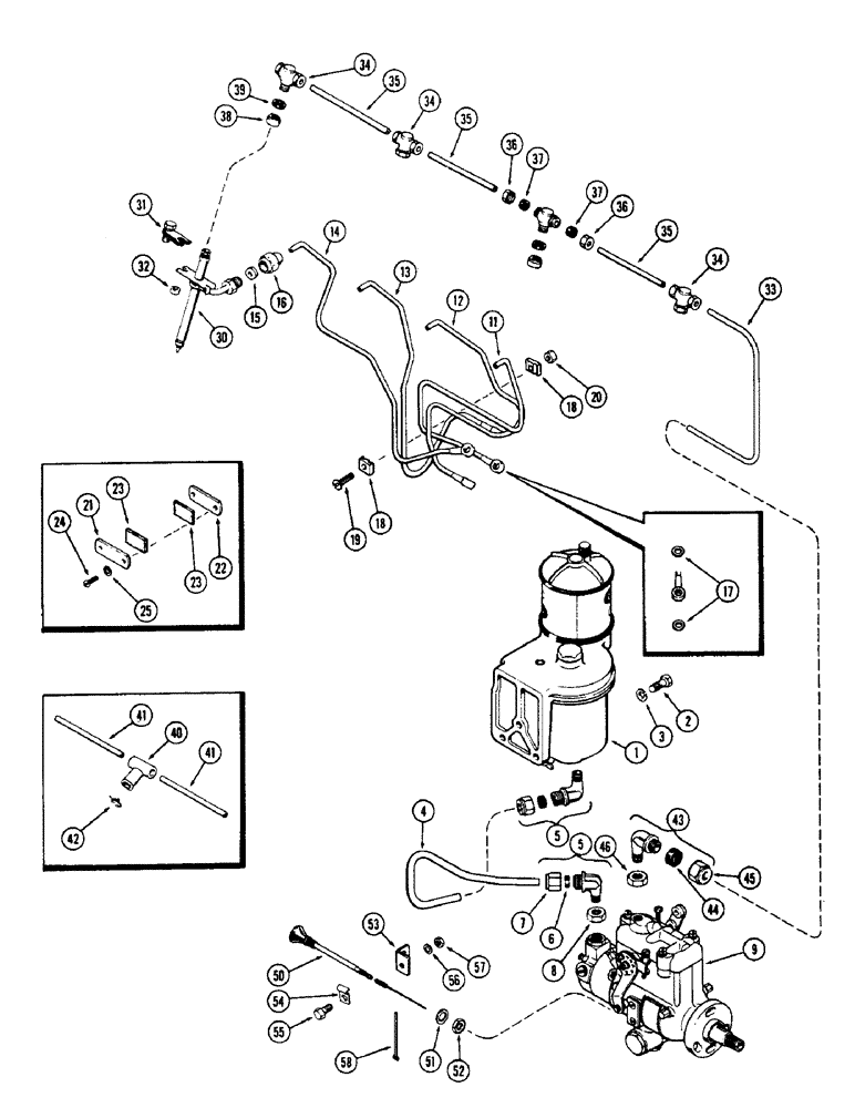 Схема запчастей Case 580 - (026) - FUEL INJECTION SYSTEM, (188) DIESEL ENGINE, 1ST USED ENG. SER. NO. 2627377 (10) - ENGINE