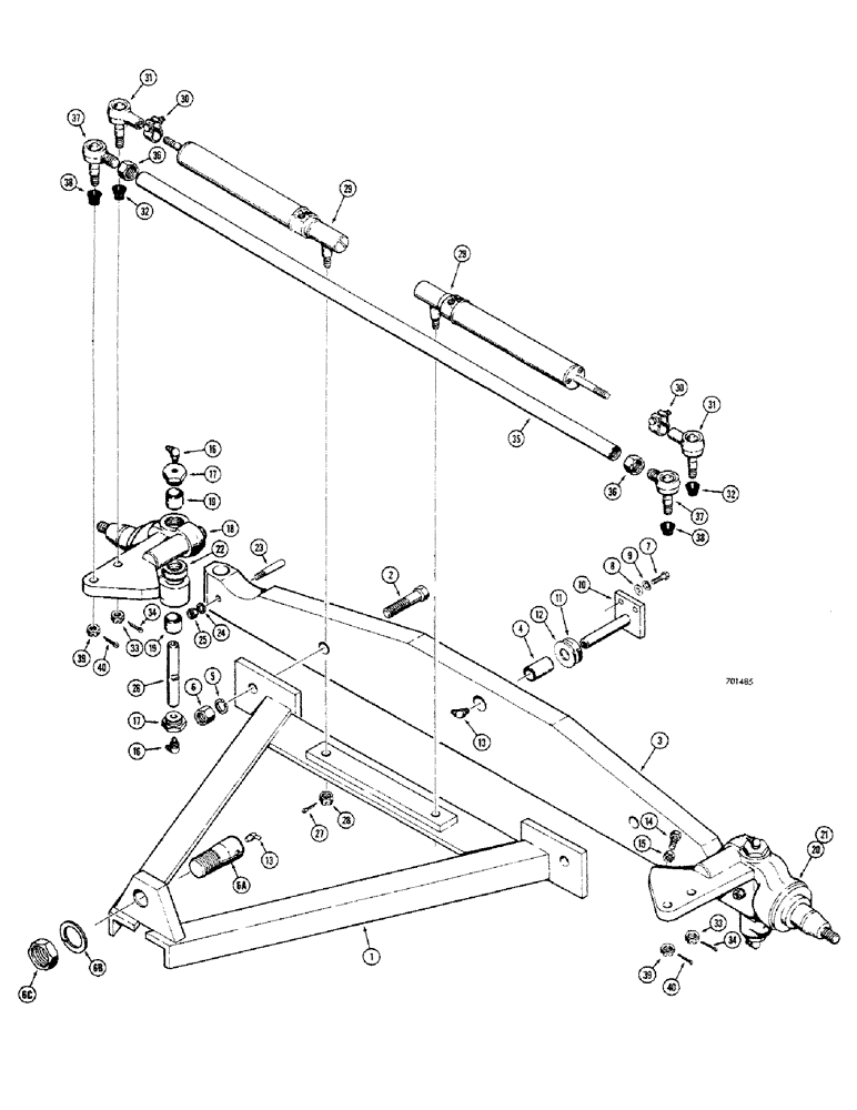 Схема запчастей Case 680CK - (130) - FRONT AXLE, SPINDLES AND TIE ROD (25) - FRONT AXLE SYSTEM