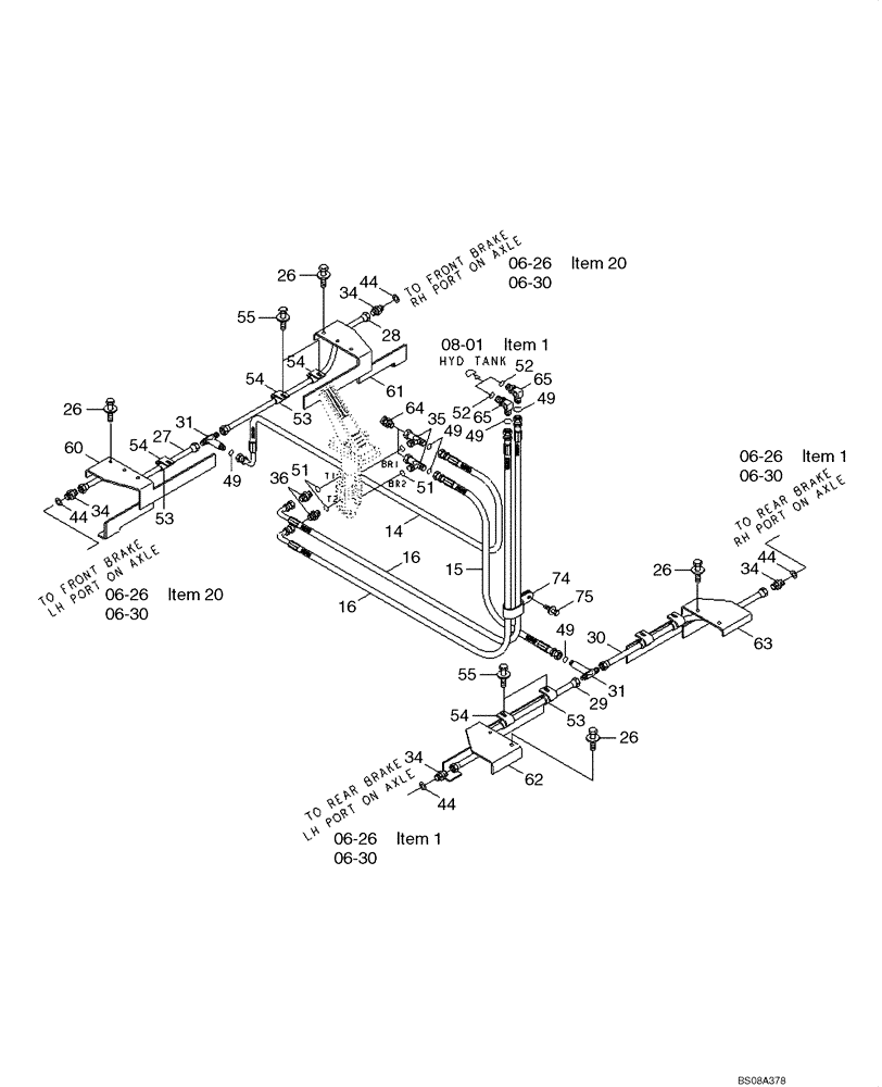 Схема запчастей Case 1221E - (07-01[01]) - HYDRAULIC BRAKE LINES (A) (87700419) (07) - BRAKES