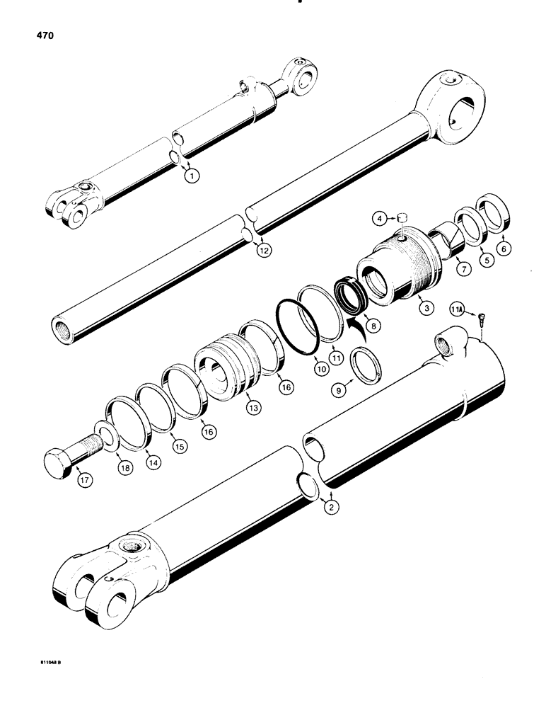 Схема запчастей Case 580SE - (470) - G106168 BACKHOE BOOM CYLINDER (08) - HYDRAULICS