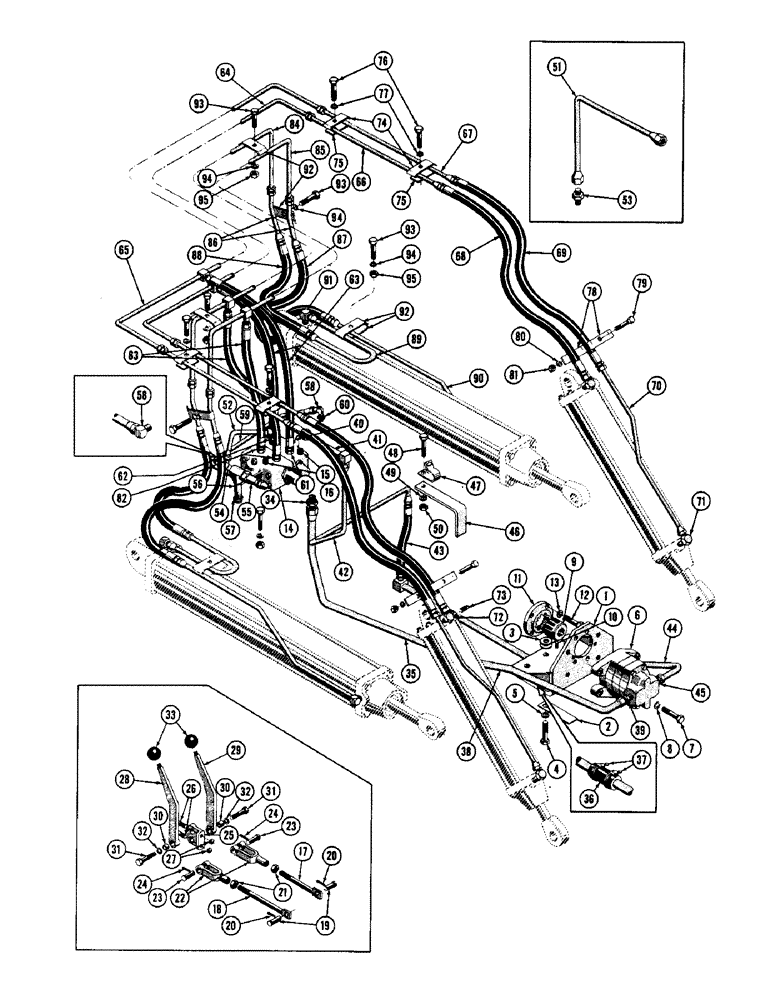 Схема запчастей Case 600 - (152) - TERRALOADR HYDRAULIC INSTALLATION, PUMP, VALVE, HOSES, TUBING, FITTINGS, (FROM S/N 7060799) (07) - HYDRAULIC SYSTEM