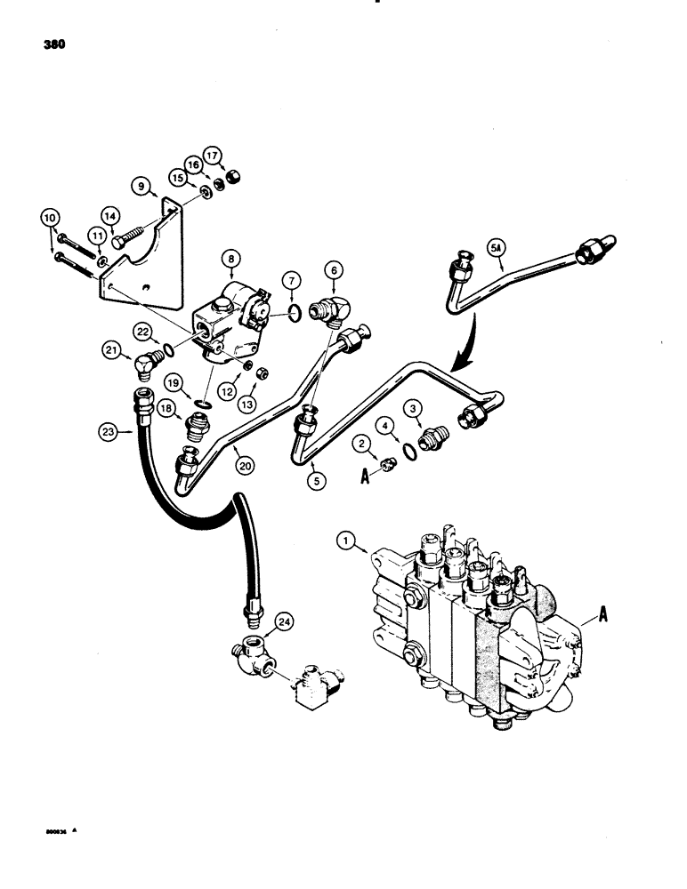 Схема запчастей Case 580E - (380) - BACKHOE BOOM LOCK HYDRAULIC CIRCUIT (08) - HYDRAULICS