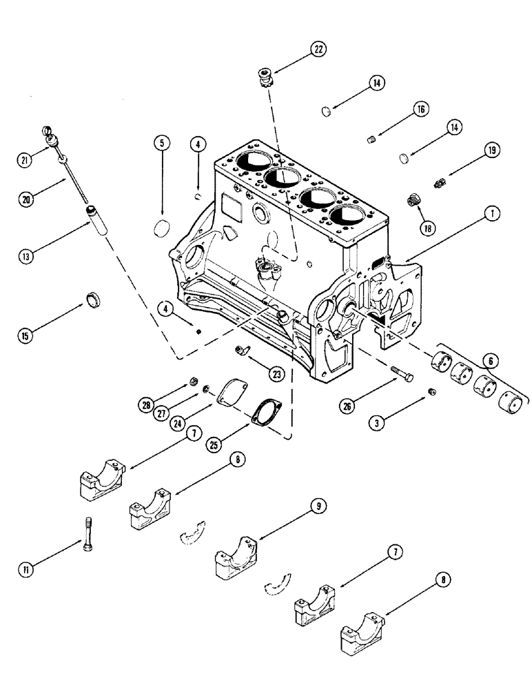 Схема запчастей Case 680CK - (018) - CYLINDER BLOCK ASSEMBLY, (267B) DIESEL ENGINE, W/2 GEAR BALANCER (10) - ENGINE