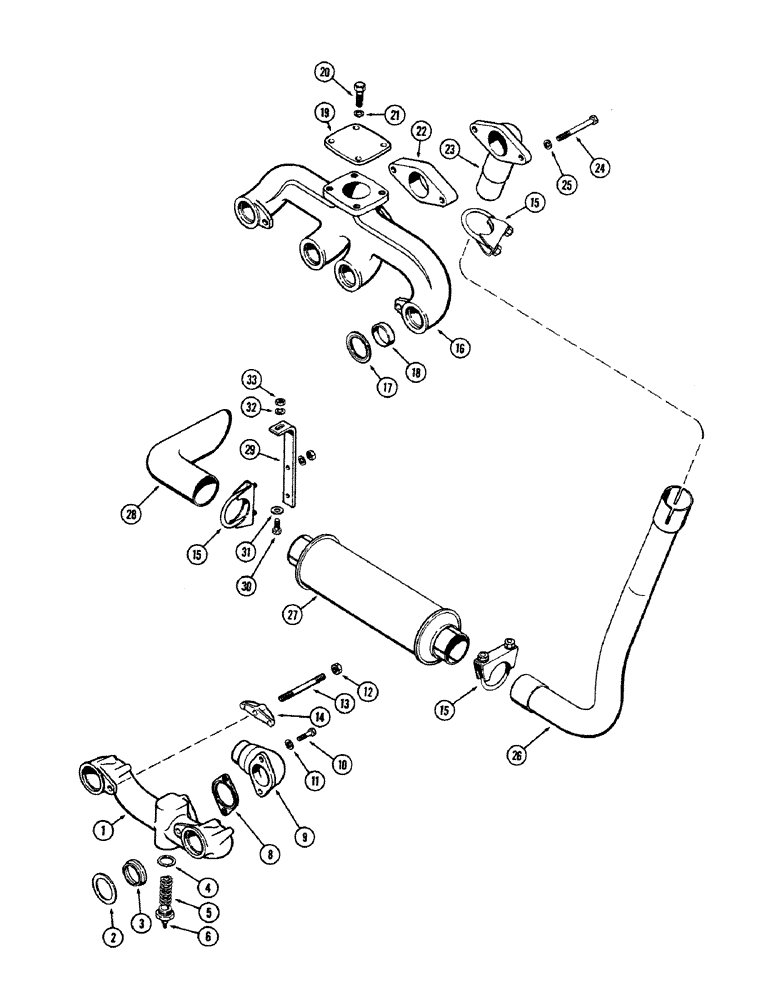 Схема запчастей Case 680CK - (010) - MANIFOLDS AND MUFFLER, (267) DIESEL ENGINE 