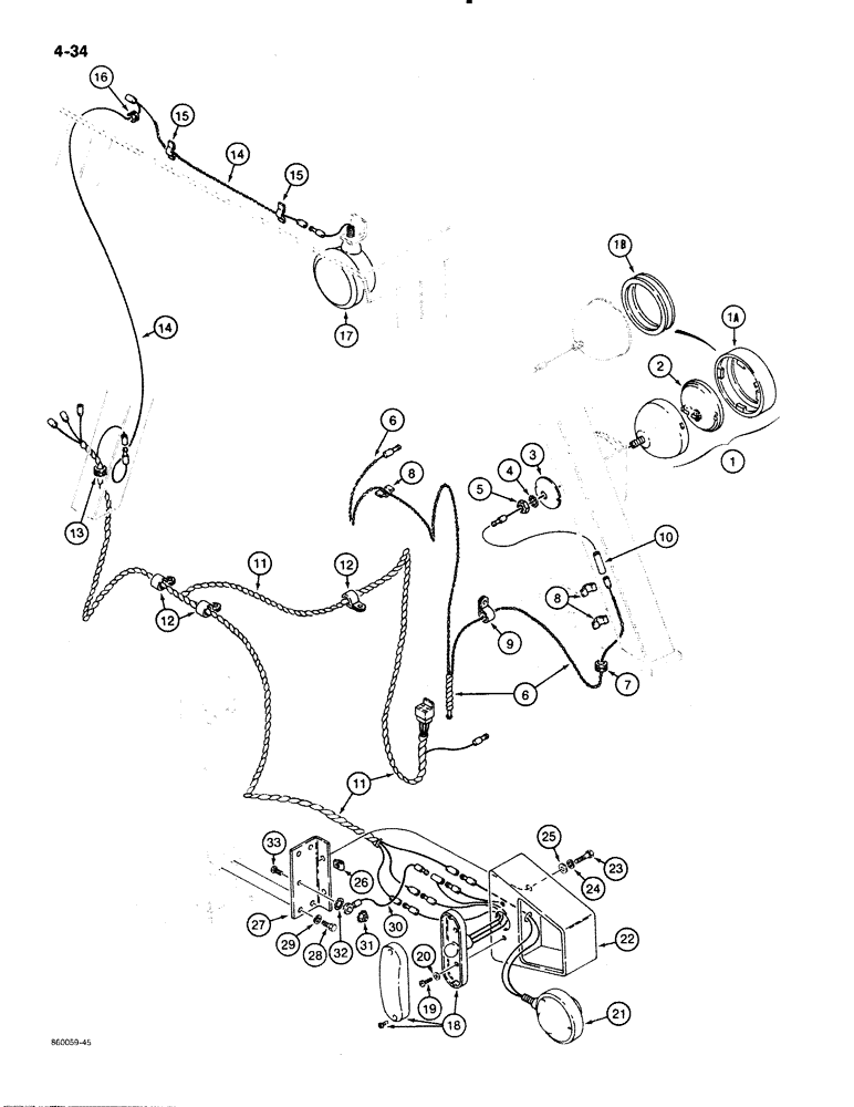 Схема запчастей Case 480E LL - (4-34) - TRACTOR LAMP ELECTRICAL CIRCUIT, WITH CANOPY (04) - ELECTRICAL SYSTEMS