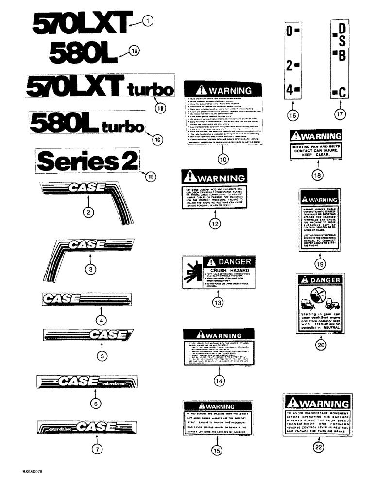 Схема запчастей Case 580L - (9-110) - DECALS (09) - CHASSIS/ATTACHMENTS