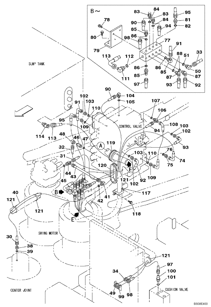 Схема запчастей Case CX700B - (08-23) - HYDRAULICS - PILOT PRESSURE, RETURN LINES (08) - HYDRAULICS