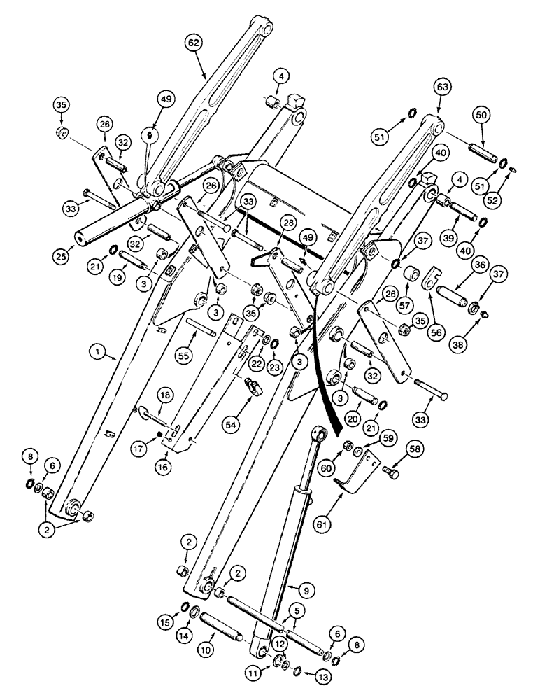 Схема запчастей Case 580SK - (9-016) - LOADER FRAME AND MOUNTING PARTS (09) - CHASSIS/ATTACHMENTS