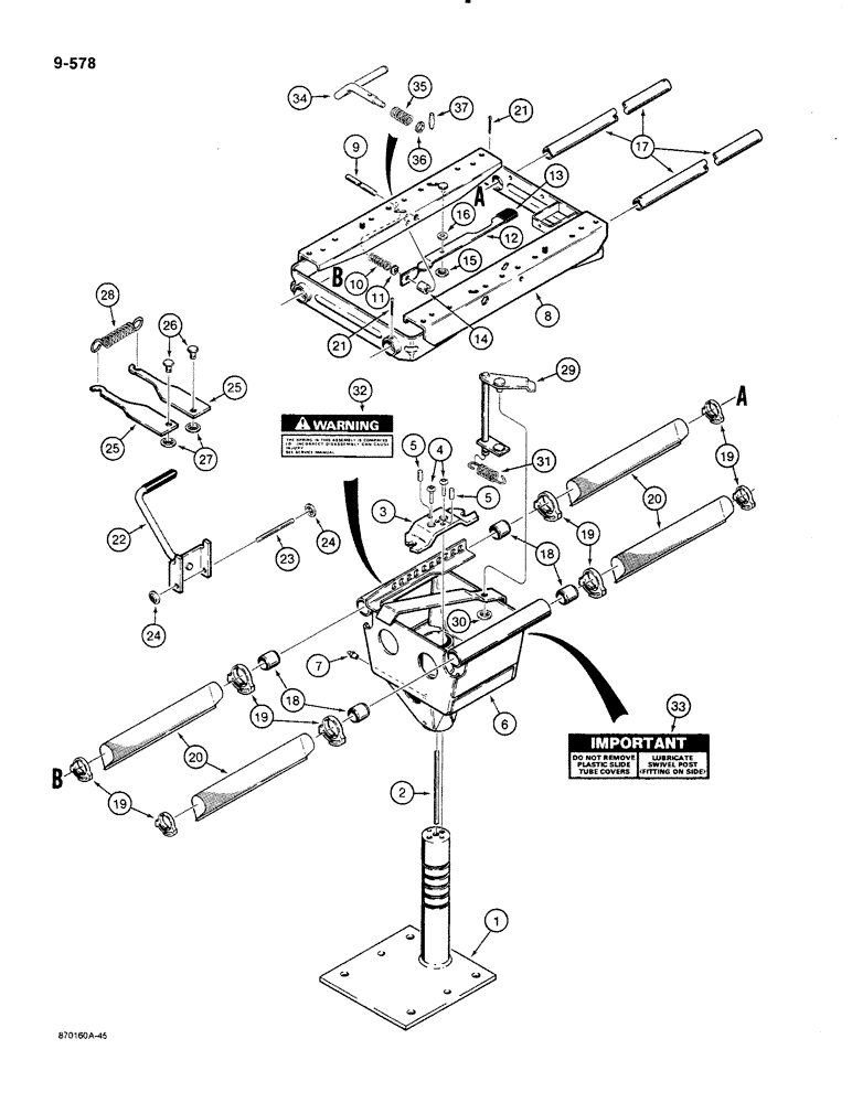 Схема запчастей Case 580K - (09-578) - STANDARD SEAT SUPPORT (09) - CHASSIS/ATTACHMENTS