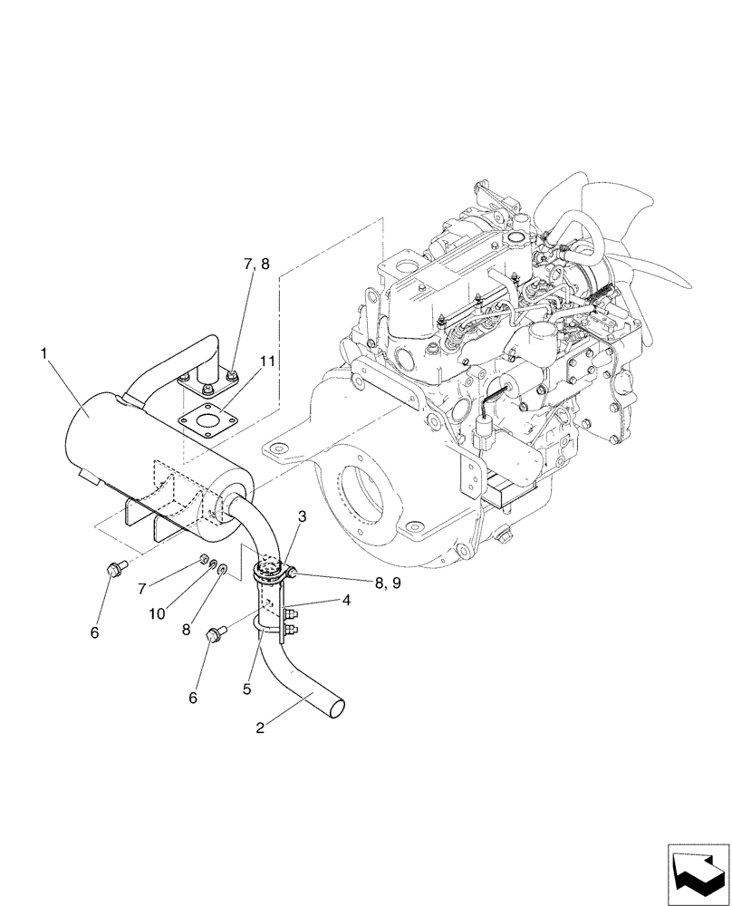 Схема запчастей Case CX17B - (01-012) - MUFFLER ASSY (10) - ENGINE