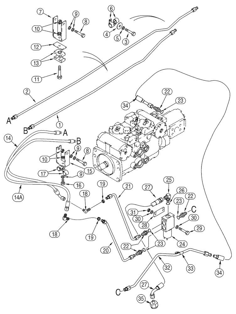 Схема запчастей Case 90XT - (08-11) - HYDRAULICS COUPLER SYSTEM, NORTH AMERICAN MODELS JAF0320050-, EUROPEAN MODELS 0274262- (08) - HYDRAULICS