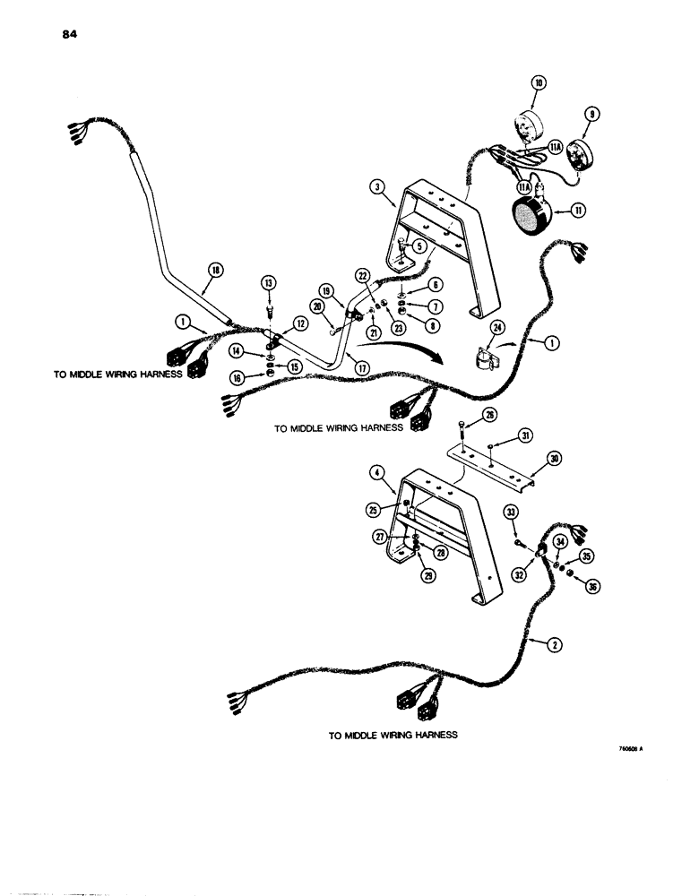 Схема запчастей Case 680E - (084) - ELECTRICAL SYSTEM, ONE PIECE REAR LIGHT HARNESS (55) - ELECTRICAL SYSTEMS