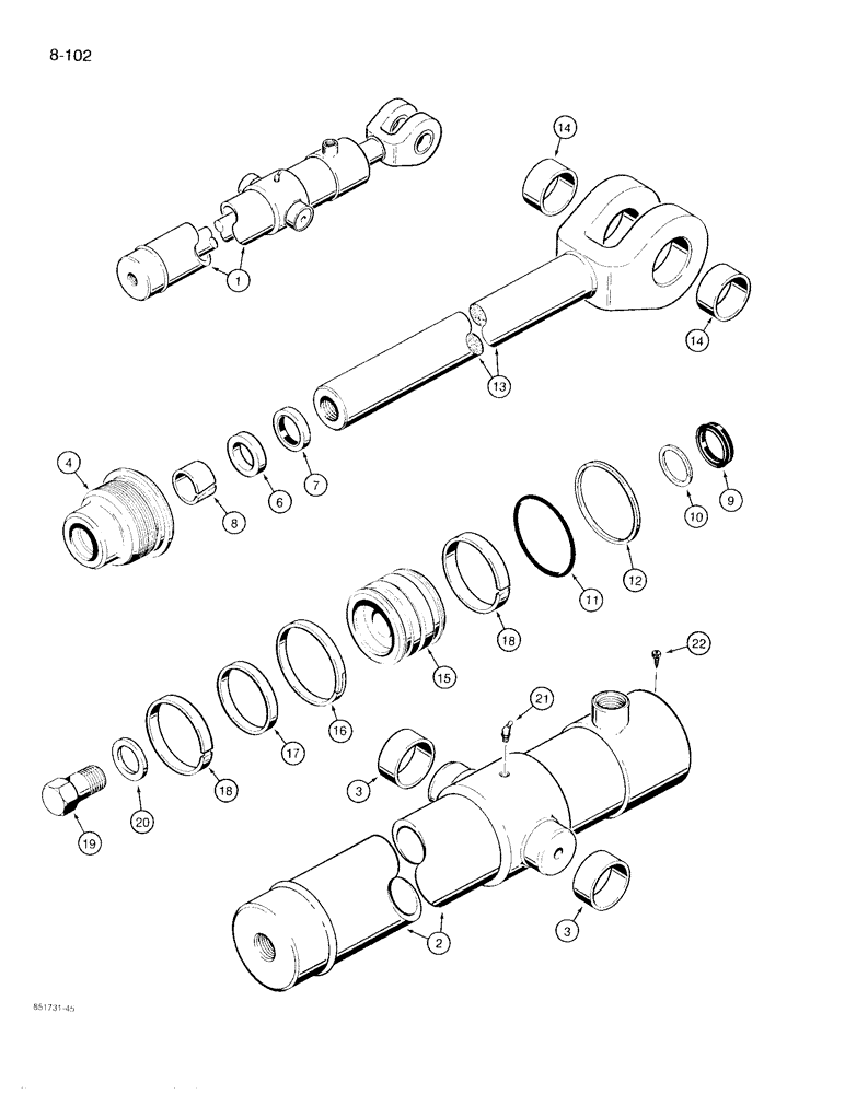 Схема запчастей Case 780D - (8-102) - LOADER BUCKET CYLINDER (08) - HYDRAULICS