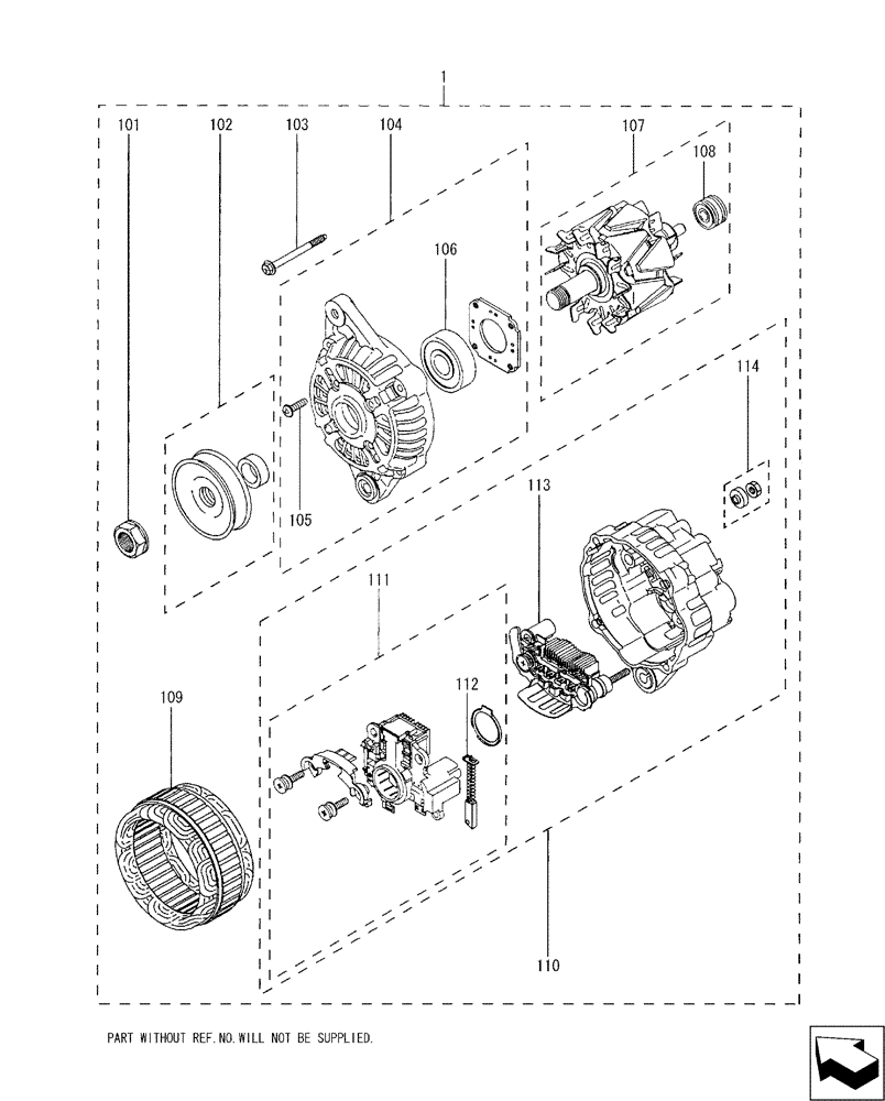 Схема запчастей Case CX17B - (08-028) - ALTERNATOR (55) - ELECTRICAL SYSTEMS