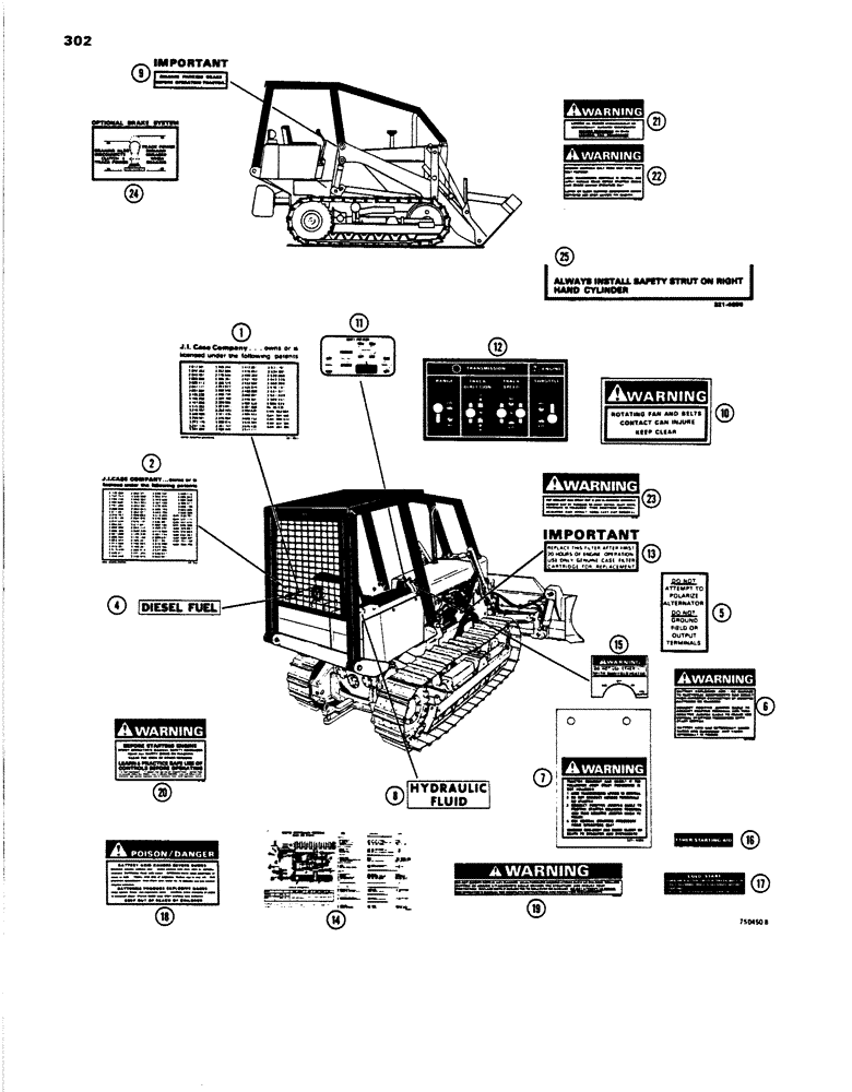 Схема запчастей Case 450 - (302) - DECALS (05) - UPPERSTRUCTURE CHASSIS