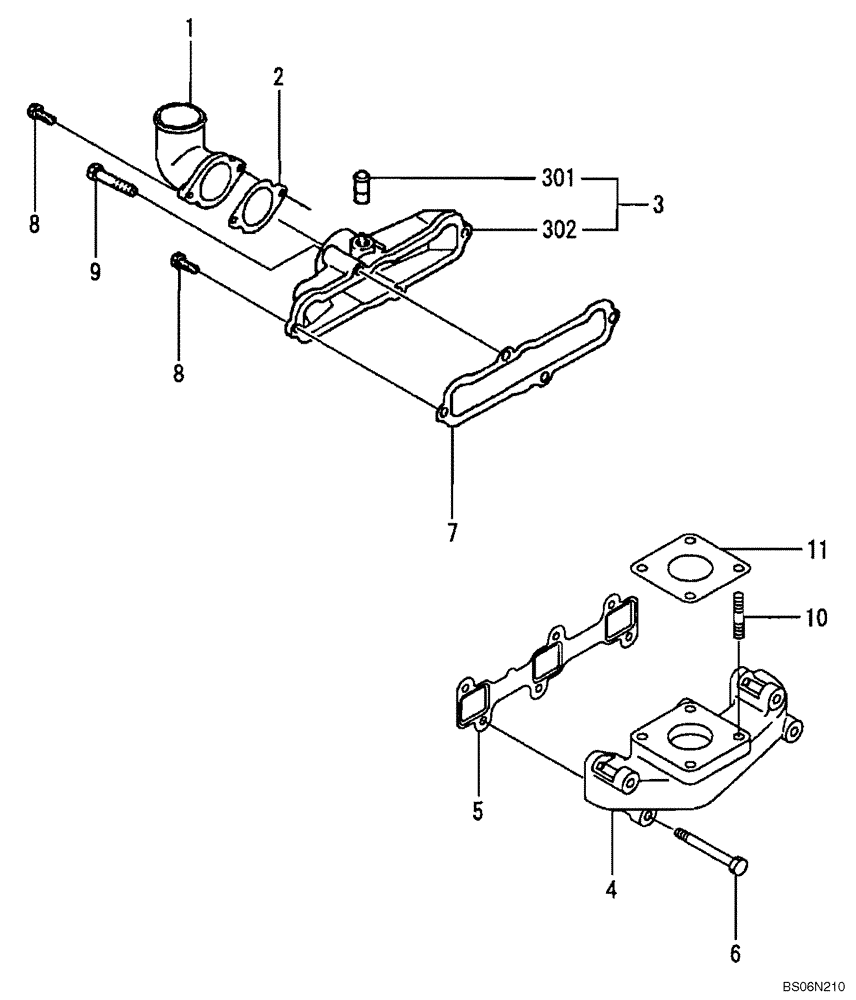 Схема запчастей Case CX17B - (09-012[00]) - MANIFOLDS (10) - ENGINE