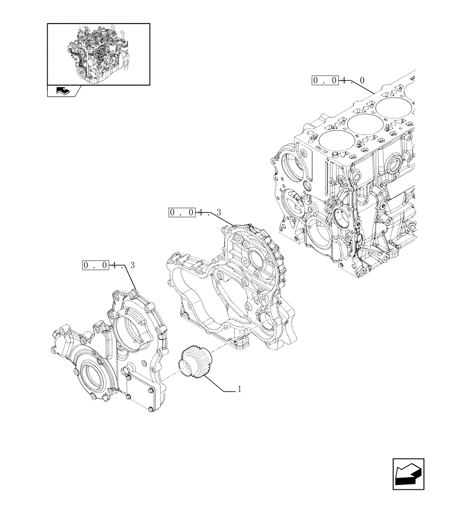 Схема запчастей Case 121E - (0.35.0) - POWER TAKE OFF (01) - ENGINE