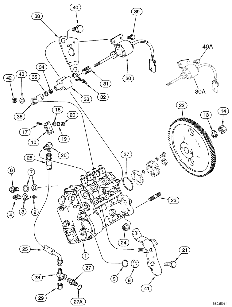 Схема запчастей Case 580M - (03-06) - FUEL INJECTION PUMP AND DRIVE - 4-390/4T-390 EMISSIONS CERTIFIED ENGINE (03) - FUEL SYSTEM