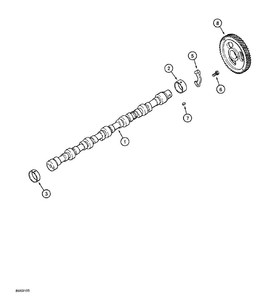 Схема запчастей Case 1150G - (2-036) - CAMSHAFT, 6T-590 ENGINE, PRIOR TO JJG0218023 AND JJG0218024 - JJG0218478 (01) - ENGINE