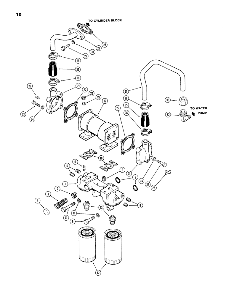 Схема запчастей Case 980B - (010) - OIL FILTER AND COOLER, 504BDT DIESEL ENGINE (01) - ENGINE