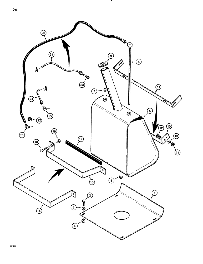 Схема запчастей Case SD100 - (024) - FUEL TANK AND FUEL LINES, WISCONSIN GAS ENGINES (10) - ENGINE