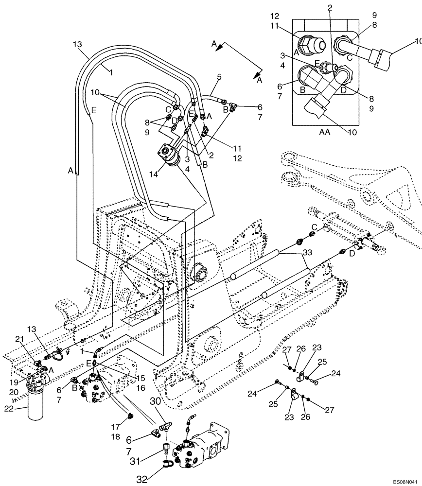 Схема запчастей Case 590SM - (05-02) - HYDRAULICS - STEERING (WITHOUT PILOT CONTROLS) (590SM) (05) - STEERING