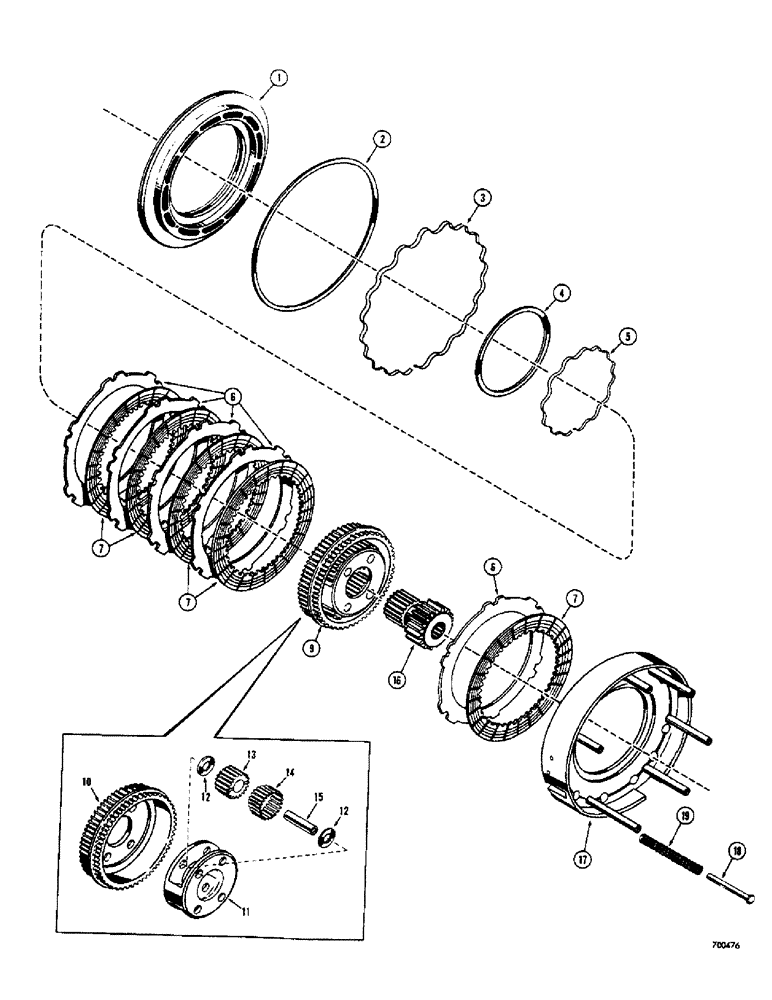 Схема запчастей Case 400C - (110) - POWERSHIFT TRANSMISSION, REVERSE CLUTCH AND PLANETARY (06) - POWER TRAIN