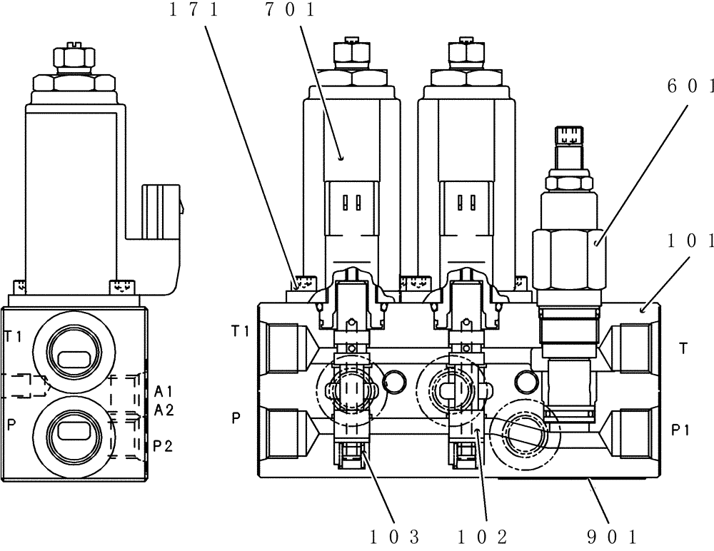 Схема запчастей Case CX50B - (HC850) - VALVE ASSEMBLY, SOLENOID (35) - HYDRAULIC SYSTEMS