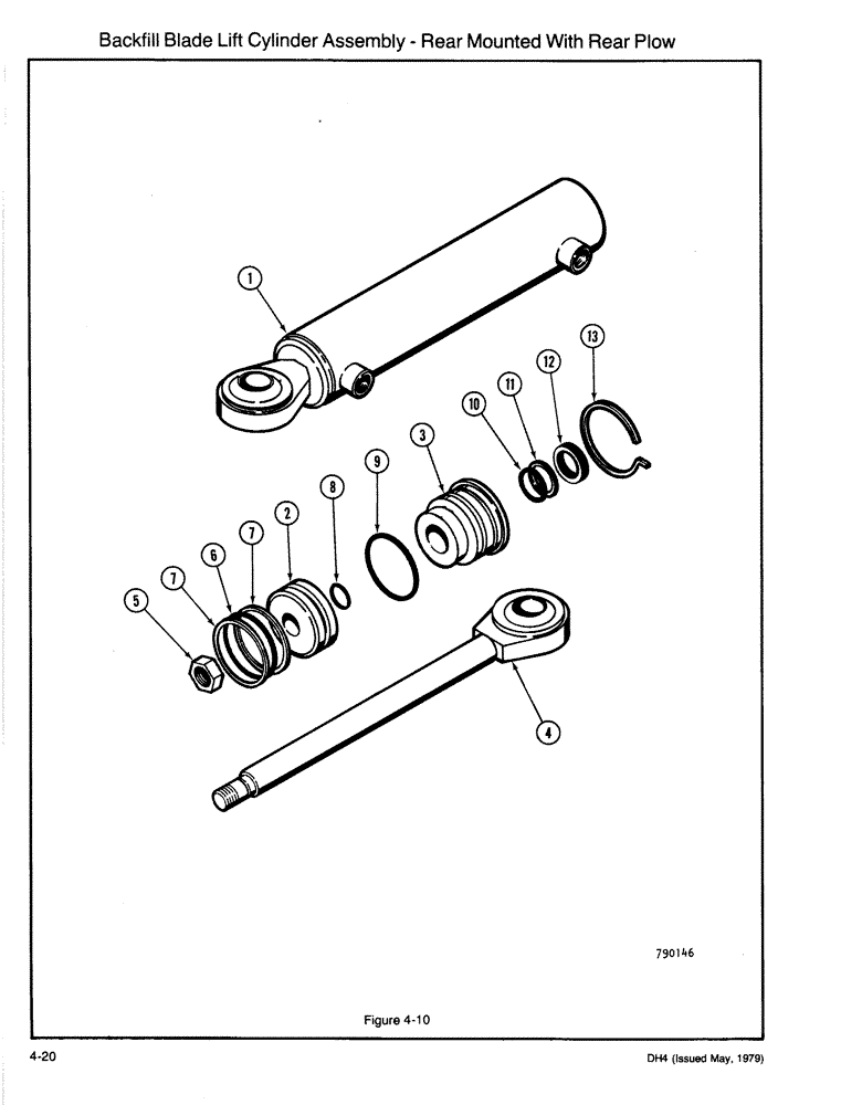 Схема запчастей Case DH4 - (4-20) - BACKFILL BLADE LIFT CYLINDER ASSEMBLY - REAR MOUNTED WITH REAR PLOW (35) - HYDRAULIC SYSTEMS