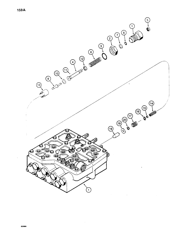 Схема запчастей Case 1450 - (159A) - TRANSMISSION CONTROL VALVE, G103916 MODULATOR VALVE,ADJUSTING PLUG (REF 1) HAD SEPARATE NUT (06) - POWER TRAIN