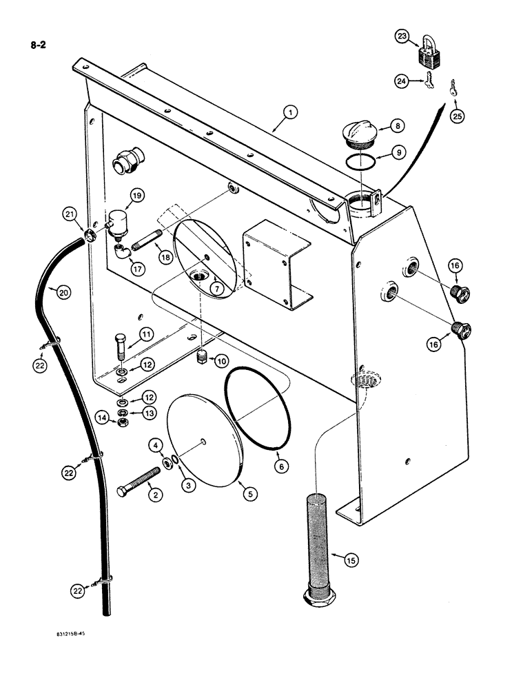 Схема запчастей Case W11B - (8-002) - HYDRAULIC RESERVOIR, USED WITH FUNK TRANSMISSION (08) - HYDRAULICS