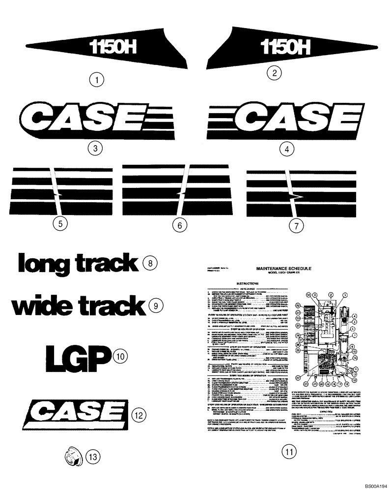 Схема запчастей Case 1150H_IND - (09-36) - DECALS (09) - CHASSIS/ATTACHMENTS