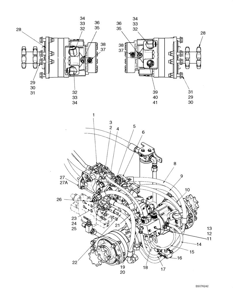 Схема запчастей Case 465 - (06-08) - HYDROSTATICS - PUMP TO DRIVE MOTORS (06) - POWER TRAIN