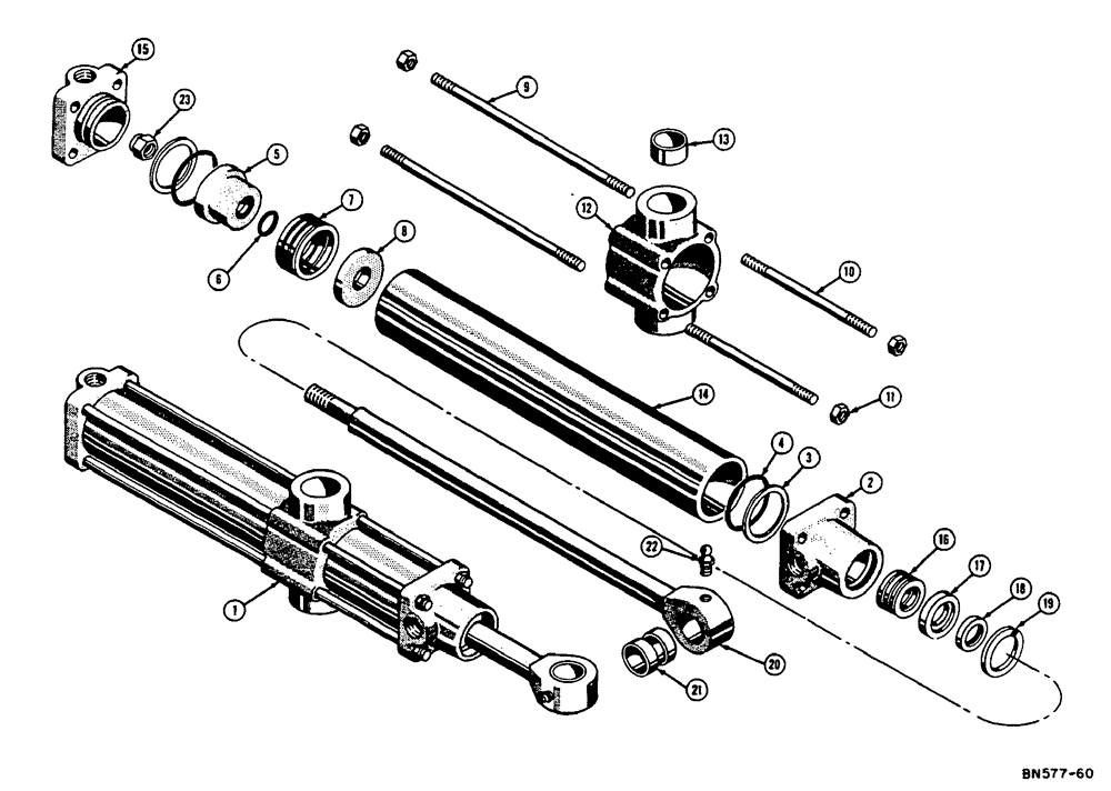 Схема запчастей Case 310E - (107) - D27696 HYDRAULIC SCARIFIER CYLINDER (07) - HYDRAULIC SYSTEM