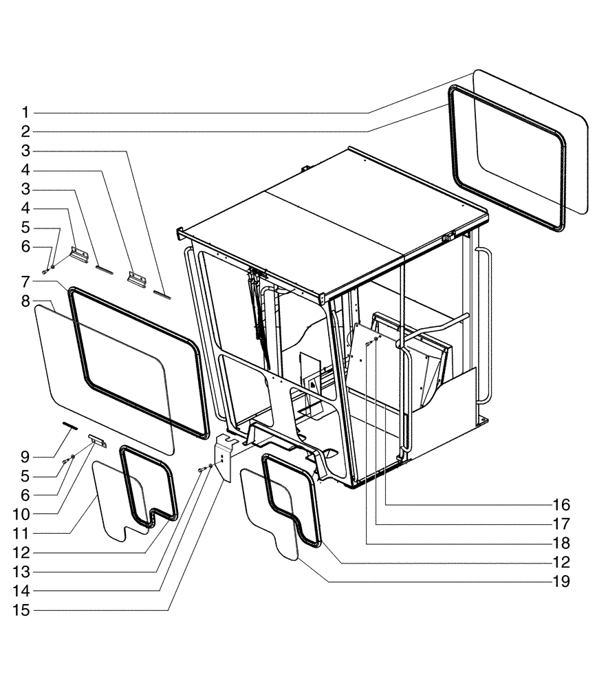 Схема запчастей Case 845 - (09-062-A[01]) - CANOPY - WINDOWS ASSEMBLY (09) - CHASSIS