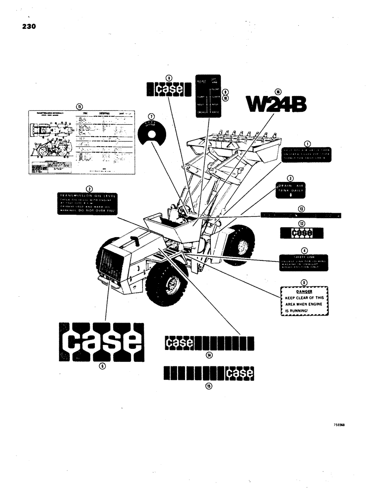 Схема запчастей Case W24B - (230) - DECALS, LATE PRODUCTION (09) - CHASSIS