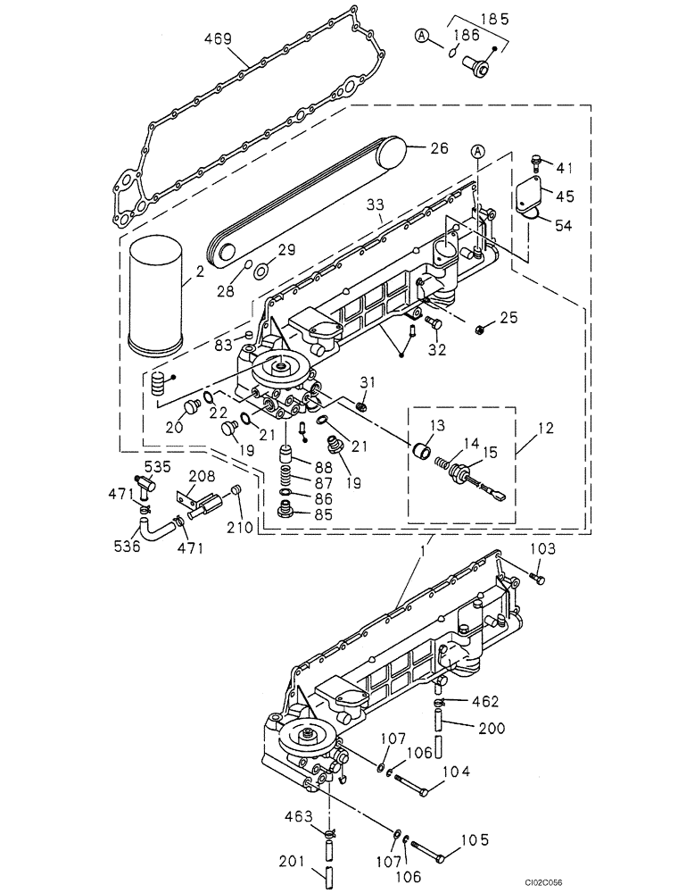 Схема запчастей Case CX460 - (02-16) - OIL COOLER (02) - ENGINE