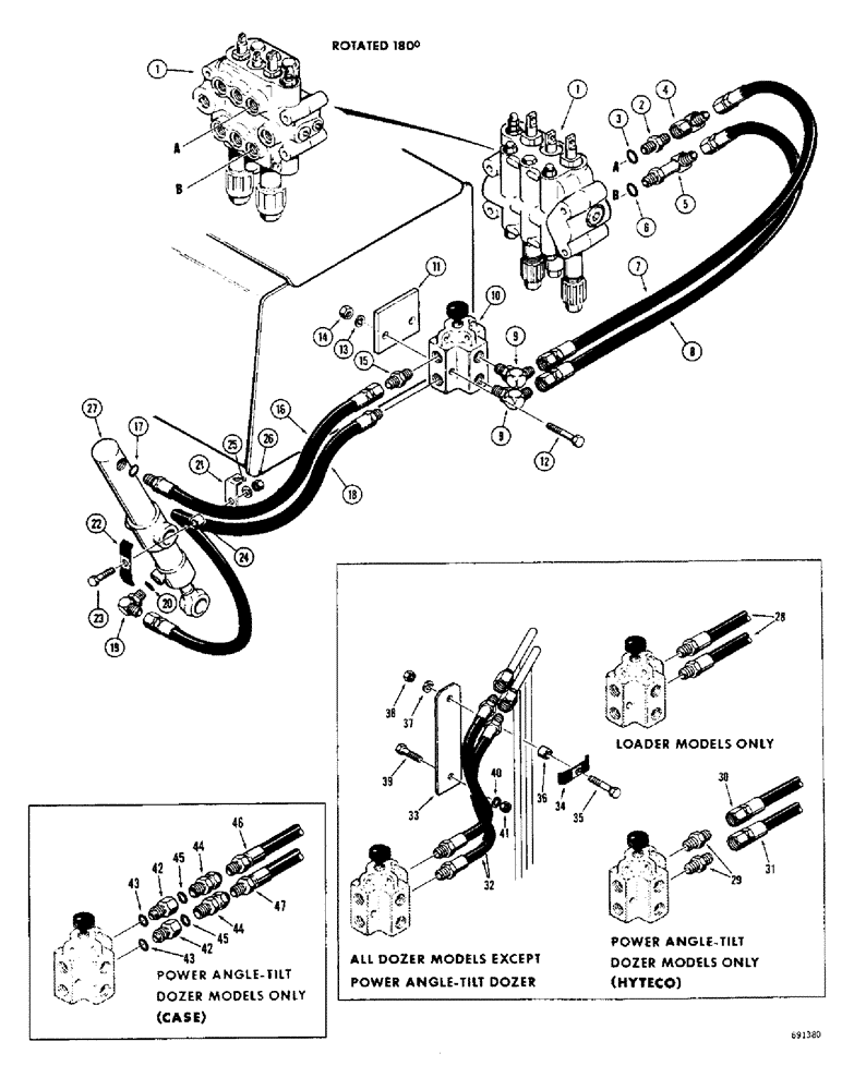 Схема запчастей Case 310G - (198) - RIPPER HYDRAULICS, (MODELS WITH DIVERSION VALVE) (07) - HYDRAULIC SYSTEM