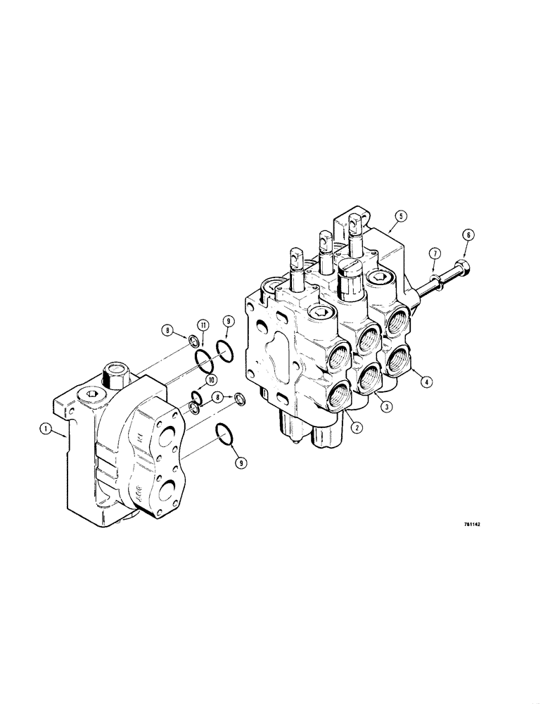 Схема запчастей Case 1150B - (340[1]) - R40908 THREE SPOOL VALVE ANGLE TILT PITCH DOZER (07) - HYDRAULIC SYSTEM