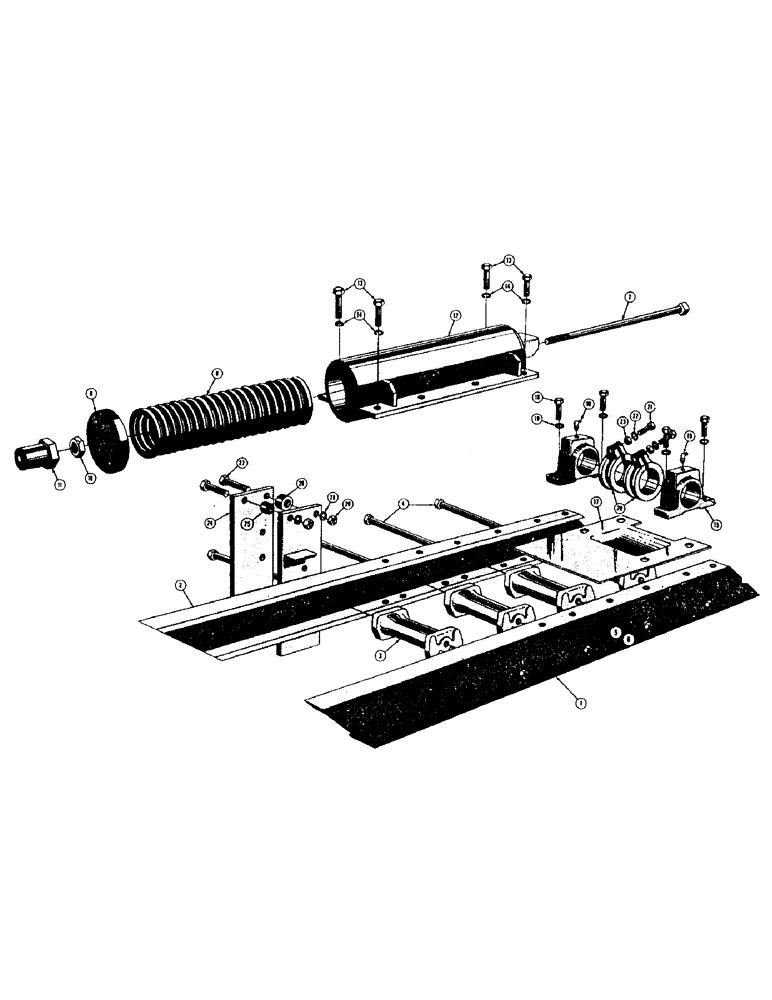 Схема запчастей Case 500 - (158) - TRACK FRAME AND RECOIL SPRING (04) - UNDERCARRIAGE