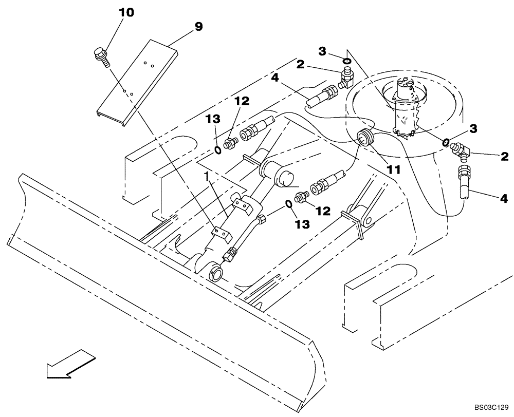 Схема запчастей Case CX75SR - (08-49) - HYDRAULICS - BLADE CYLINDER LINE, MODELS WITHOUT LOAD HOLD (08) - HYDRAULICS