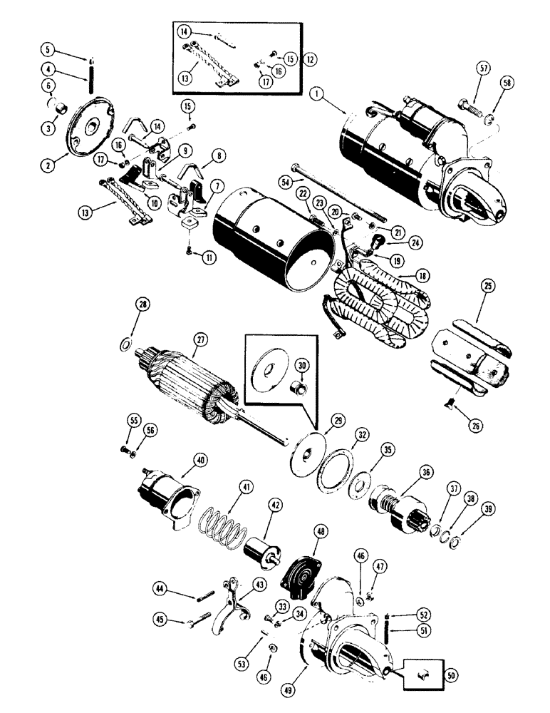 Схема запчастей Case 310G - (078) - D39988 STARTER AND MOUNTING HARDWARE, (188) DIESEL ENGINE (06) - ELECTRICAL SYSTEMS