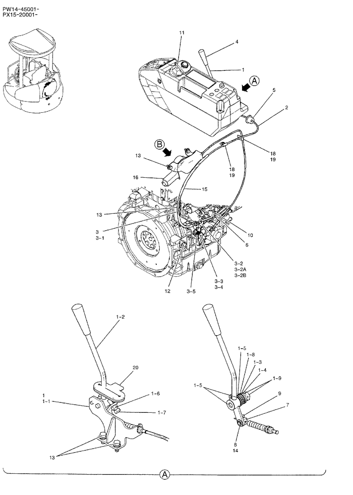 Схема запчастей Case CX36B - (01-015) - CONTROL ASSY, ENGINE (WITH DECEL), P/N PW11M00010F1 (05) - SUPERSTRUCTURE