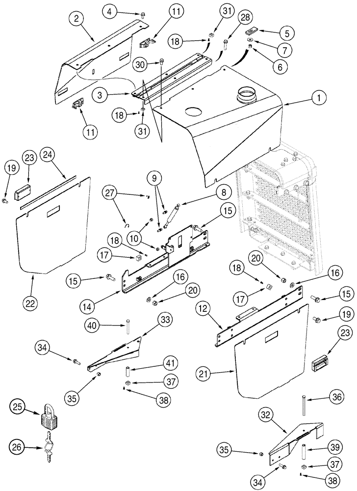 Схема запчастей Case 650H - (09-14) - HOOD SHIELDS AND SUPPORTS (09) - CHASSIS