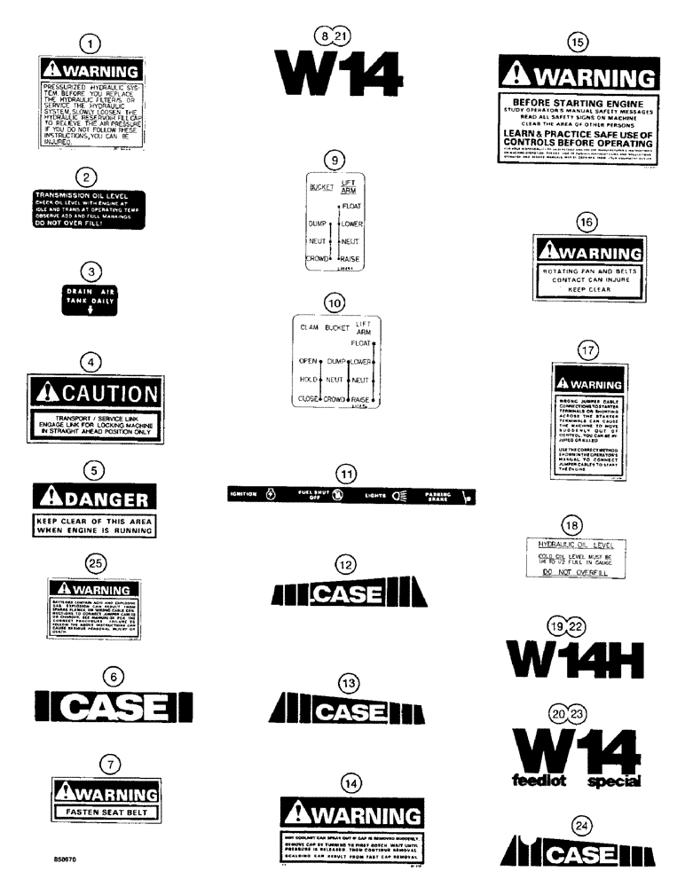 Схема запчастей Case W14 - (646) - DECALS, FOR TAN TRACTORS (09) - CHASSIS/ATTACHMENTS