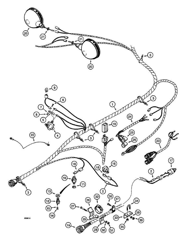 Схема запчастей Case W14 - (140) - ELECTRICAL SYSTEM, FRONT HARNESS TO FLOOD LAMPS, USED BEFORE P.I.N. 9154965 (04) - ELECTRICAL SYSTEMS