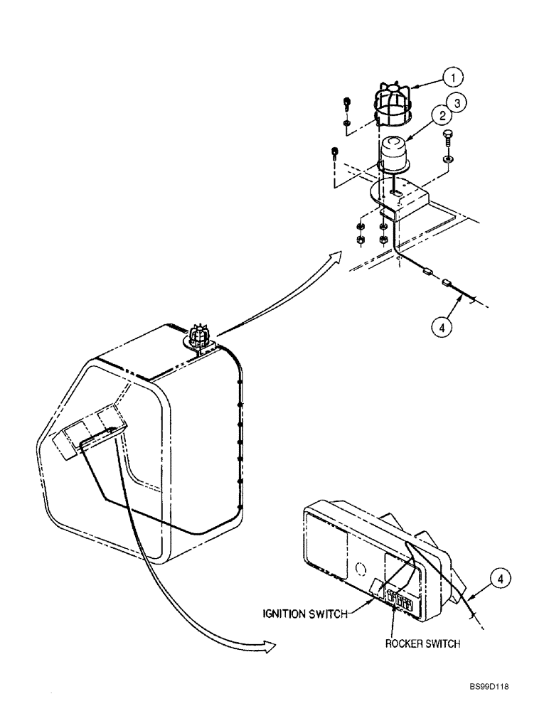 Схема запчастей Case 686G - (4-24) - ROTATING BEACON (04) - ELECTRICAL SYSTEMS