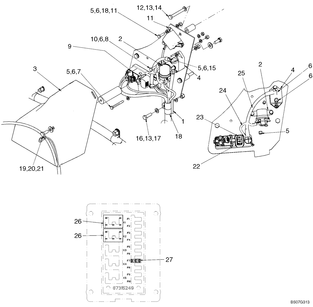 Схема запчастей Case 621E - (04-07) - HARNESS, ENGINE - FUSES AND RELAYS (04) - ELECTRICAL SYSTEMS