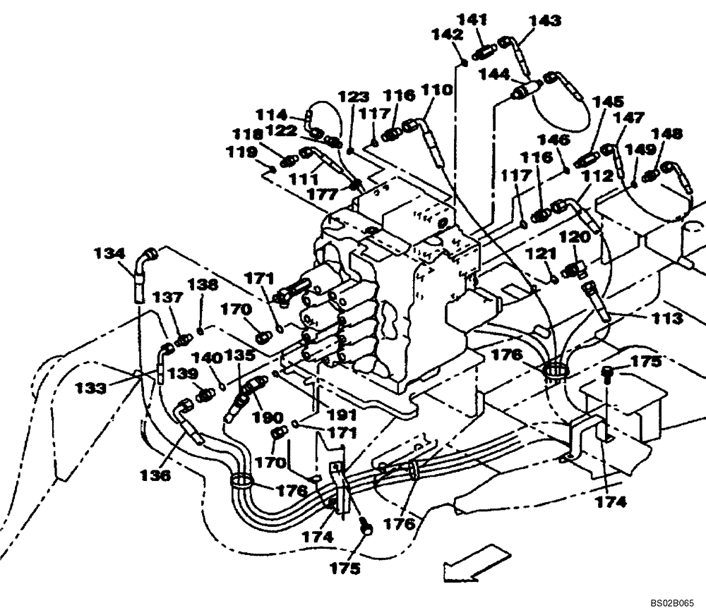 Схема запчастей Case CX130 - (08-051) - HYDRAULICS - PILOT CONTROL LINES (08) - HYDRAULICS